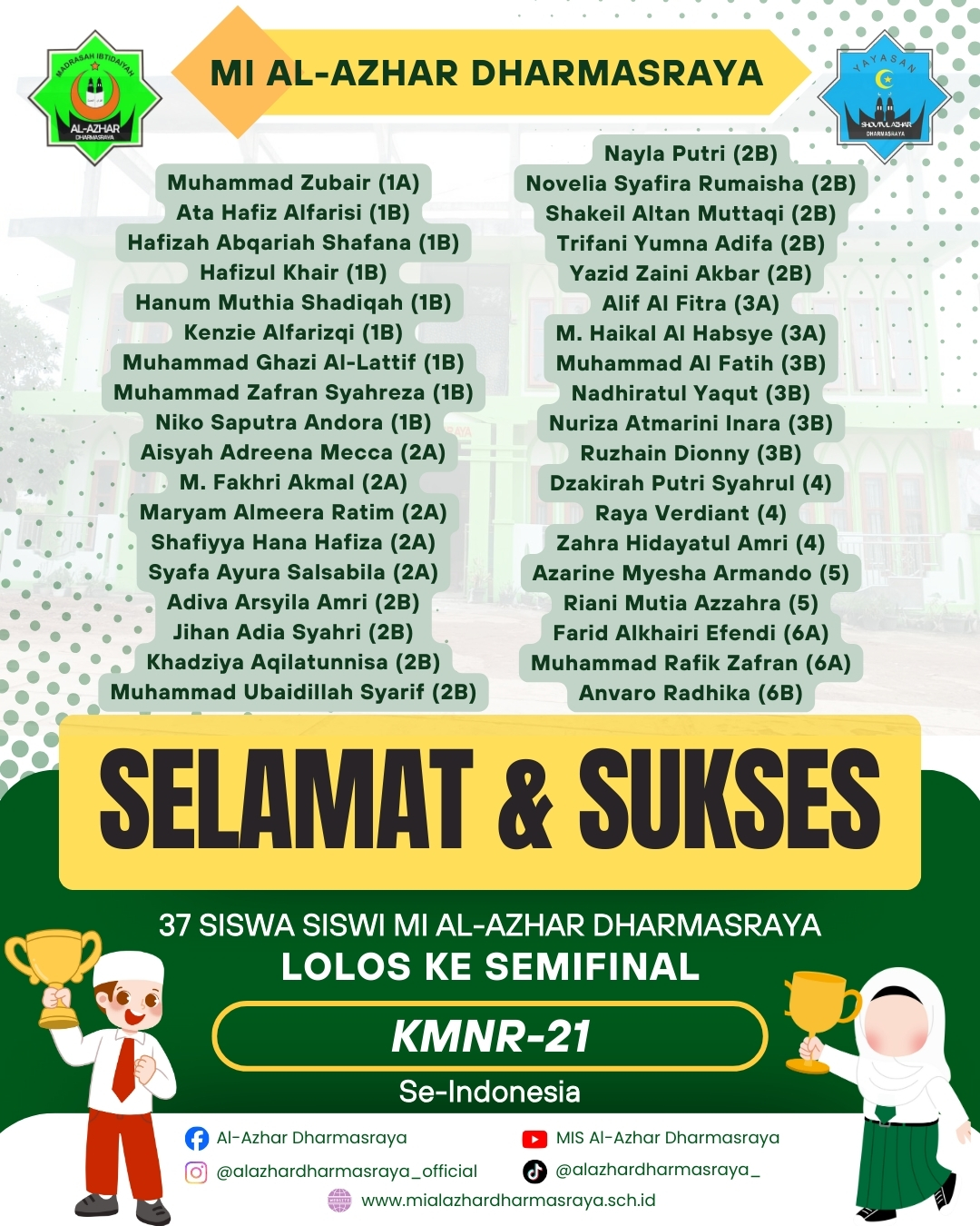 37 Siswa Siswi MI Al-Azhar Dharmasraya Lolos Babak Penyisihan KMNR21